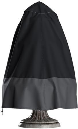 MBOOM Outdoor-Brunnenabdeckung, 101,6 cm D x 127 cm H, robuste 600D wasserdichte Wasserbrunnenabdeckung für den Winter, winddichte Gartenbrunnenabdeckung, Ganzjahresschutz, Schwarz und Grau