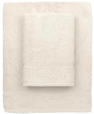 zer0bed, Asciugamani Bagno Panna Avorio, Set 2 Asciugamani Bagno, Asciugamano Viso, Asciugamano Bidet, Tinta Unita, Panna Avorio, 100% cotone, Set 2 pezzi