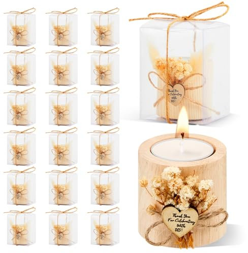 50 Packungen rustikale Hochzeitsgeschenk-Kerzenhalter, Brautparty, Gastgeschenke, Hochzeit, Party, Holzkerze, Geschenke, Souvenirs für Gäste, romantische Geschenke, Hochzeitsdekorationen (Hochzeit)