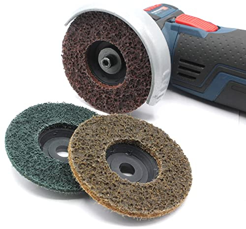 3x Schleifvlies Reinigungsscheibe Schleifscheiben Poliervlies Schleifpad Reinigung 76 mm für Würth PWSA BTI Parkside Bosch GWS 10,8-12V Akku Winkelschleifer Fein, Mittel, Grob, Set (Set)