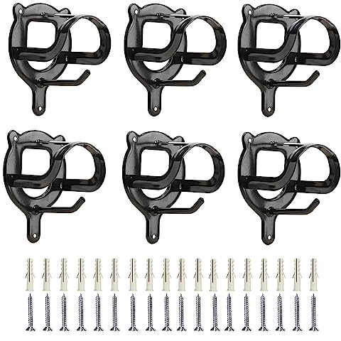 HDYEGY 6 Counts Horse Bridle Rack Bracket Hooks Metal Halter Hanger with Tubes and Screws for Horse Barn Supplies, Black