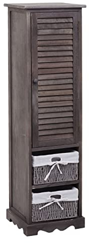 Mendler Badezimmerkommode HWC-H20, Badezimmer Schrank Badschrank Badregal, 120x27x29cm Massiv-Holz - Shabby grau-braun