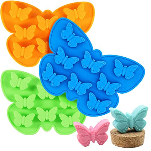 3 Stück Silikon-Schmetterlingsform,3D Schmetterlingsfondant Form Silikon Fondant Formen,DIY Fondant Backformen,für Süßigkeiten Schokolade Eiswürfel Schale Seife lebensmittelecht