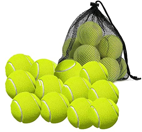 Lukasz 12 Pack Tennis BäLle mit Tasche Zur Aufbewahrung - Gute QualitäT, Dickwandige Tennis BäLle - Perfekt für Tennis und Cricket