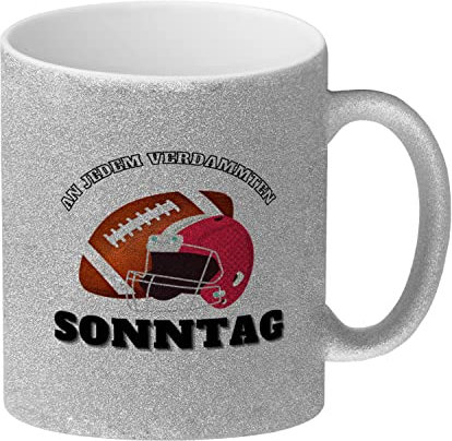 American Football Glitzer-Kaffeebecher mit Spruch An jedem verdammten Sonntag eine dekorative Tasse für die Community Footballfans Sport Kaffeetasse Amerika Sportler Footballer