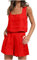 Damen Tank Top Und Shorts Set 2 StüCk Outfits Solide Farbe Sommer Weste Shorts Anzug Zwei Taschen Stilvolle Entspannt Fit äRmellose Cami T-shirt Shorts Set 2 PC Lounge Set LäSsig Workout Sets S-XXL