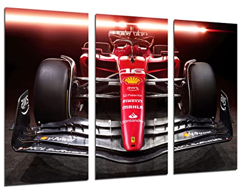 Quadro moderno Fotografico Auto Formula 1, Ferrari SF-23 2023, Sainz, Leclerc, 97 x 62 cm, rif. 27418
