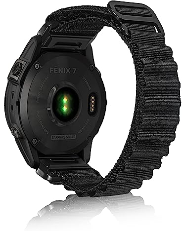 SumRioo QuickFit 22 mm Armband für Garmin Fenix 8/8 Solar 47 mm/7 Pro/7/6 Pro/6/5/5 Plus/E, Nylon Alpine Loop Uhrenarmband für Garmin Tactic 8 47 mm, Descent G2, Epix 2, Forerunner 965/955, Schwarz
