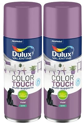 Dulux Valentine Peinture Intérieure et Extérieure Aérosol Color Touch - Satin Violet 400 ml - Lot de 2