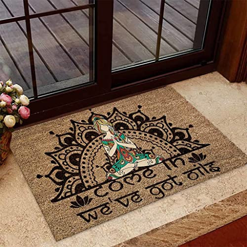 Strunt Door Mats Outdoor Come In,We'Ve Got This Oils Yoga Doormat,Novelty Flannel Floor Mat With Non-Slip Doormat,Housewarming Decor Gift For Yoga Lovers Home Decorative Welcome Doormat 40x60cm