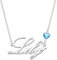 Kraven Personalized Dainty Name Necklaces Blue Birth Stone Custom Engraved Initial Nameplate Pendant Choker Customized Birthday Mother Christmas Gifts for Women Girls Teen Daughter (Lily)