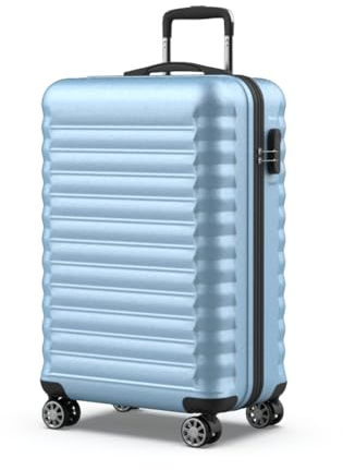 NUMADA Upfly 24' ABS-Koffer Groß (63x39,5x26,8cm) mit Kombinationsverschluss und 4 doppelten 360-Rädern | Leichter | Unterteiltem Innenraum | Hellblau