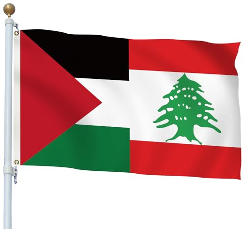 Palästina und Libanon Freundschaftsflagge Palästina-Flagge Libanon-Flagge 90 x 150 cm Outdoor-Flagge 100D Polyester strapazierfähige Oxford-Hülle mit 2 Messingösen