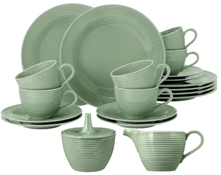Generisch Seltmann Weiden Beat Salbeigrün Kaffee Service 20-TLG.
