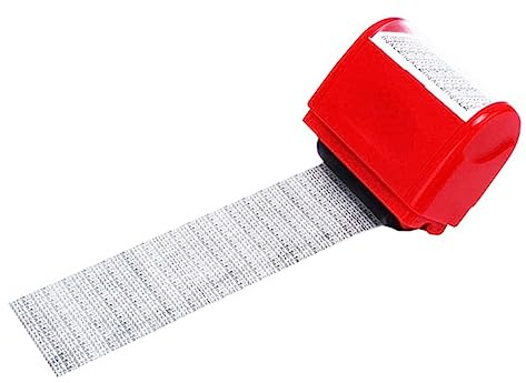 Kleiner Rot Selbstfärbend Datenschutz Rollstempel Kompakt für Büro | Kunststoffgehäuse, 6,1x6,3x3cm, für Briefe und Dokumente, Handlich und Leicht