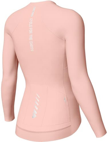 Lo.gas Radtrikot Damen Langarm,Fahrradtrikot Rennrad Trikot Atmungsaktiv Frauen Fahrrad Shirt Sommer Fahrradjacke Radfahren Top Mit 3 Taschen Rosa S