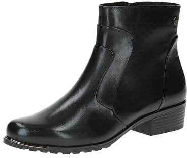 CAPRICE Damen Stiefeletten mit Absatz aus Leder mit Reißverschluss, Schwarz (Black Nappa), 38.5 EU