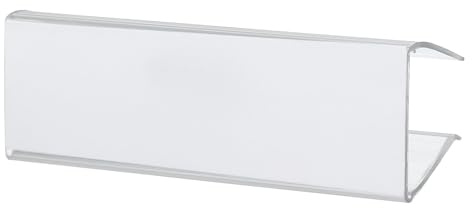 PATIKIL 2.95x0.98 Wood Shelf Label Holder, 30 Pack Plastic Clear Tag Ticket Sign Label Holder Clips with White Blank Labels Fits for Max 0.9 Thick Wood Glass Shelving