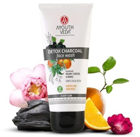 Ayouthveda Detox Activated Charcoal Face Wash - Deep Cleansing & Anti-Pollution, 150 ml