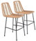 Happy Garden Lot de 2 tabourets de Bar en rotin synthétique OKA avec Repose-Pieds, Tabourets avec Dossier Marron