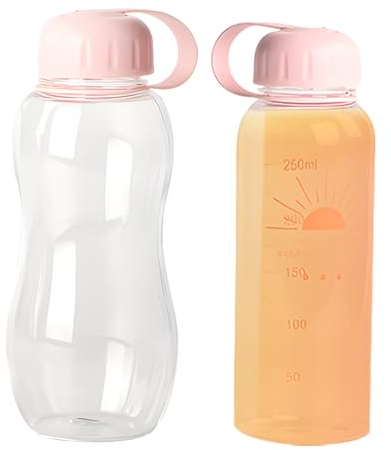 cailiya 2PCS Bouteille,Tasse en Plastique Portable,Couteille d‘Eau Sport,Tasse en Plastique Portable,pour l'extérieur, Randonnée, Voyages,Quotidienne,Stockage,300ML (rose)