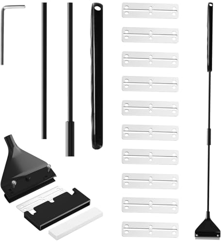 Acuario de Vidrio Cuchilla Rascadora, Limpiar de Rascador de Algas, Herramientas de Limpieza Algas, Raspador de Algas para Acuario con 10 Cuchillas de Acero Inoxidable para Peceras de Vidrio(62cm)