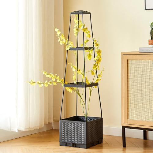 45-Zoll-Hochbeet-Pflanzkasten mit Spalier, Hochbeet-Pflanzkästen, Terrassen-Obelisk-Spalier, Tomaten-Pflanzkäfig für Topfpflanzen, Gemüse, Blumen Im Innenbereich