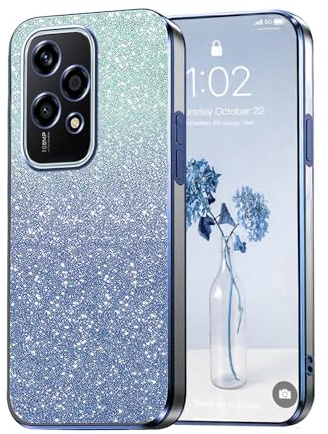 PanXCase Glitter Cover per Honor 200 Lite | Custodia Trasparente con Brillantini, Case Design Bling per Ragazze/Donne, Elegante, Ultra Sottile, Antiurto, Blue