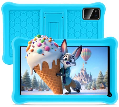 Tablette Enfants 7 Pouces,Android Tablette,(3+5)GB RAM 64GB ROM, WiFi, Bluetooth,équipée de contrôles parentaux, et d'une housse de protection antichoc, adaptée à l'apprentissage et au divertissement.