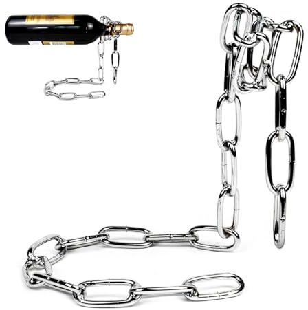 Metal Chain Wine Rack | Wine Bottle Holder Floating Iron Chain | Freestanding Wine Rack for Countertop | Creative Retro Handicraft Home Decor Wine Bottle Holder, Wine