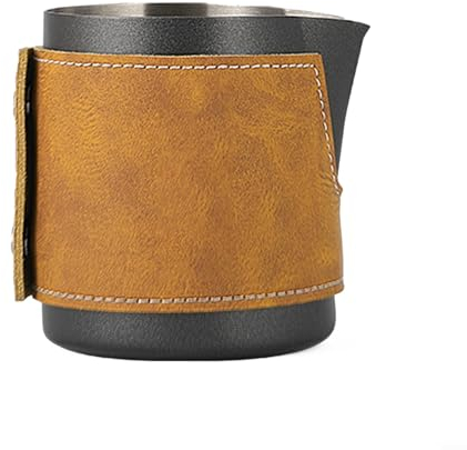 Hasaller Milk Frothing Pitcher Cup,Latte Art Skills With Handleless Milk Frothing Pitcher Cup(Black 400ml)