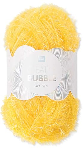 Frida's Wollhaus Rico Design 50 g Creative Bubble Schwammgarn Wolle Stricken Häkeln 57 Farben (002 | Gelb)