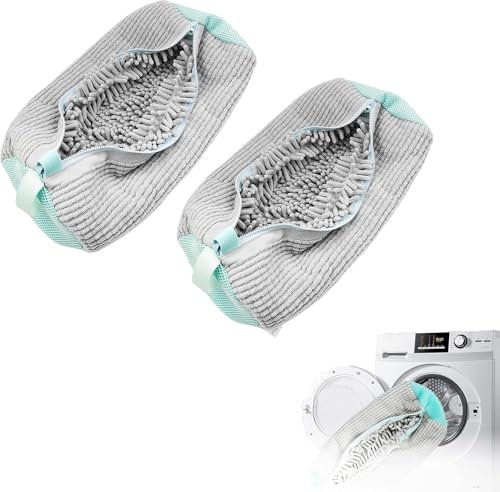 Borse per la biancheria per scarpe,Borsa per lavaggio scarpe da lavatrice riutilizzabili, per riporre biancheria, scarpe da bagno, per tutti i tipi di scarpe(2 Pezzi, Grigio)