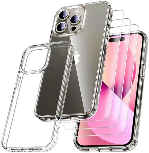 RKINC Case for iPhone 14 Pro Max 6.7-Inch Case, Compatible with MagSafe, Shockproof Military-Grade Protection, Not-Yellowing with 3 Screen Protectors Slim Phone Case, Clear