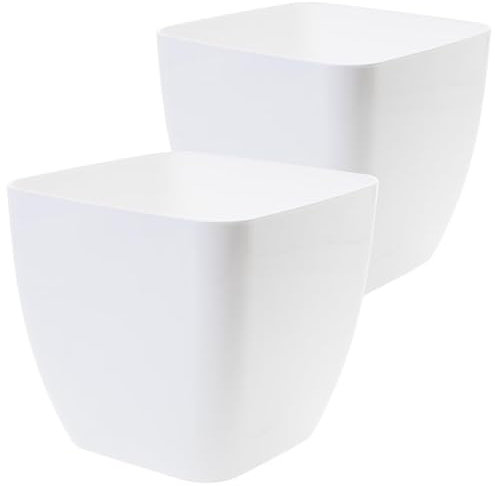 Blumentopf Set Quadrat, 2er Pack, Weiß - Hochwertige & Moderne Pflanzkübel - Perfekt für Innen- & Außenbereiche - Wetterfest, UV-beständig und Pflegeleicht.