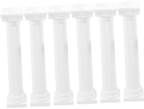 ifundom Statua di Colonna Romana Miniatura Bianca in Plastica 6 Pezzi | Pilastri Romani Decorativi per Micro Paesaggi, Colonna Diorama per Casa, Stile Romantico