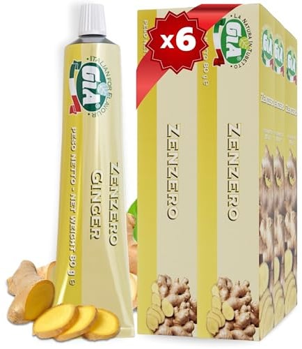 GIA Pasta di Zenzero, 6 Tubetti da 80g – Pronta all'Uso e Anti-Spreco | Ideale per Insaporire Antipasti, Dolci, Tisane e tante Ricette, Senza Glutine, Confezione Riciclabile