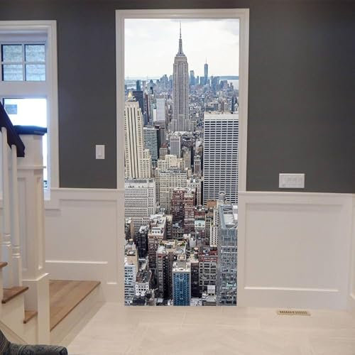 Türtapete Selbstklebend 90x200 cm Türfolie Selbstklebend New York Türaufkleber Türposter New York Türsticker Fototapete 3D Effekt für Schlafzimmer Wohnzimmer Küche 9260A