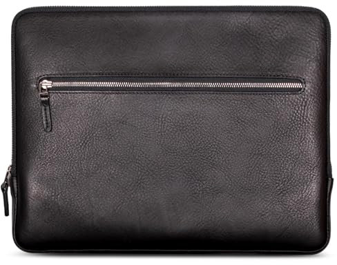 GOOD WILHELM iPad Pro/Air 13 / 12.9 Hülle Leder – Premium Schutzhülle aus pflanzlich gegerbtem Vachetta-Leder & Wollfilz, kompatibel mit Magic Keyboard - Made in Germany (Black, iPad Pro 13/12.9)