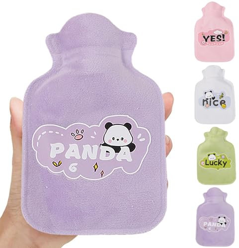 Small Hot Water Bottle, 4 PCS Hot Water Bottle, Mini Hot Water Bottle with Cover, Hot Water Bag for Women Men Kids, 200ml Hot Water Bottle for Cold & Hot Compress to Pain Relief Waist Stomach