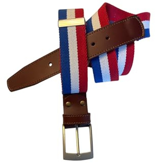 Cinturón hombre Bandera España, acabado piel/cuero elástico y extensible/ajustable (De la talla 90 a la 120).