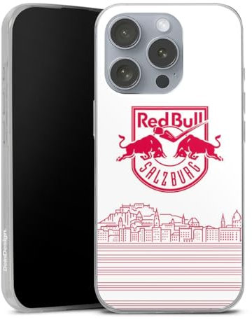 Slim Case kompatibel mit Apple iPhone 16 Pro Silikon Handyhülle transparent Hülle extra dünn Eishockey Skyline EC Red Bull Salzburg