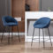 chairus Juego de 2 Taburetes de Bar Modernos Sillas Altas de Cocina con Respaldo, Sillas de Bar de Fibra con Patas Negras Taburetes Altos para Islas de Cocina/Restaurante,Azul