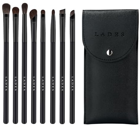 MSQ 8Stück Lidschatten Pinselset Augen Makeup Pinsel Set mit Kosmetiktasche | Reisen Augenpinsel Set mit Tasche für Lidschatten,Highlighter,Concealer