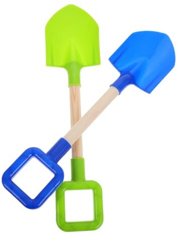 BESPORTBLE 2 Palas De Playa para Niños con Mango Largo De Plástico para Un Fácil Agarre, Pala De Playa para Niños para Viajes, Verano, Jardín Al Aire , Pala para Arena, Azul Y Verde