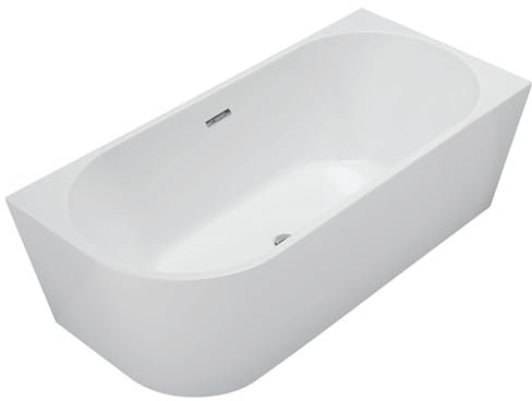 Balneo - Freistehende Badewanne - Eckbadewanne AVOLA - Acryl mit Stahlgestell - 6 Stabilisatorfüße - Überlauf und Klickverschluss - Modernes Design (Chrom-rechts, 160x80cm)