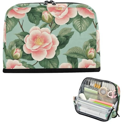 EtherSpher Beauty Spring Trousse à crayons de grande capacité avec fleurs roses pour adolescent, bureau, bolsa para herramientas