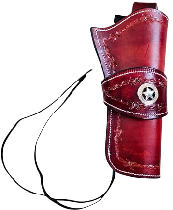 warreplica Handgjort Western Cowboy Style .22, .38/357, .44/.45 Kaliber Vapenhölster Fullnarvat Läder Passar 4 till 6,5 Pipa Revolver (Högerhänt) - Reproduktion
