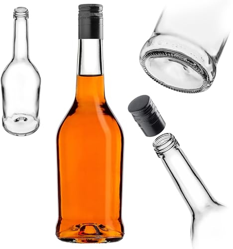 KADAX Liqueur Bottles 500 ml, 1 Piece, Empty Bottles for Filling Oil, Vinegar, Liquor, Wine and Schnaps, Glass Bottles, Schnapps Bottles, Juice Bottles (Black, Long)