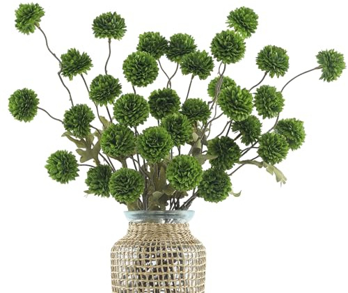 DuHouse 6 mini crisantemi artificiali con steli, in finta seta, per decorazione domestica, bouquet, centrotavola, artigianato floreale fai da te (verde)